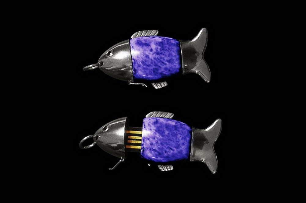 MJ - USB Flash Drive Stone Fish Edition - Violet Marble. Silver Flash. Sapphire Eyes.
